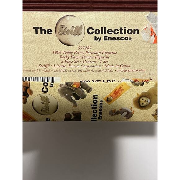 NEW‎ Steiff by Enesco 1984 Teddy Petsey Porc. & Boeky Fawn Pewt BOX & COA 597287 - Picture 4 of 6